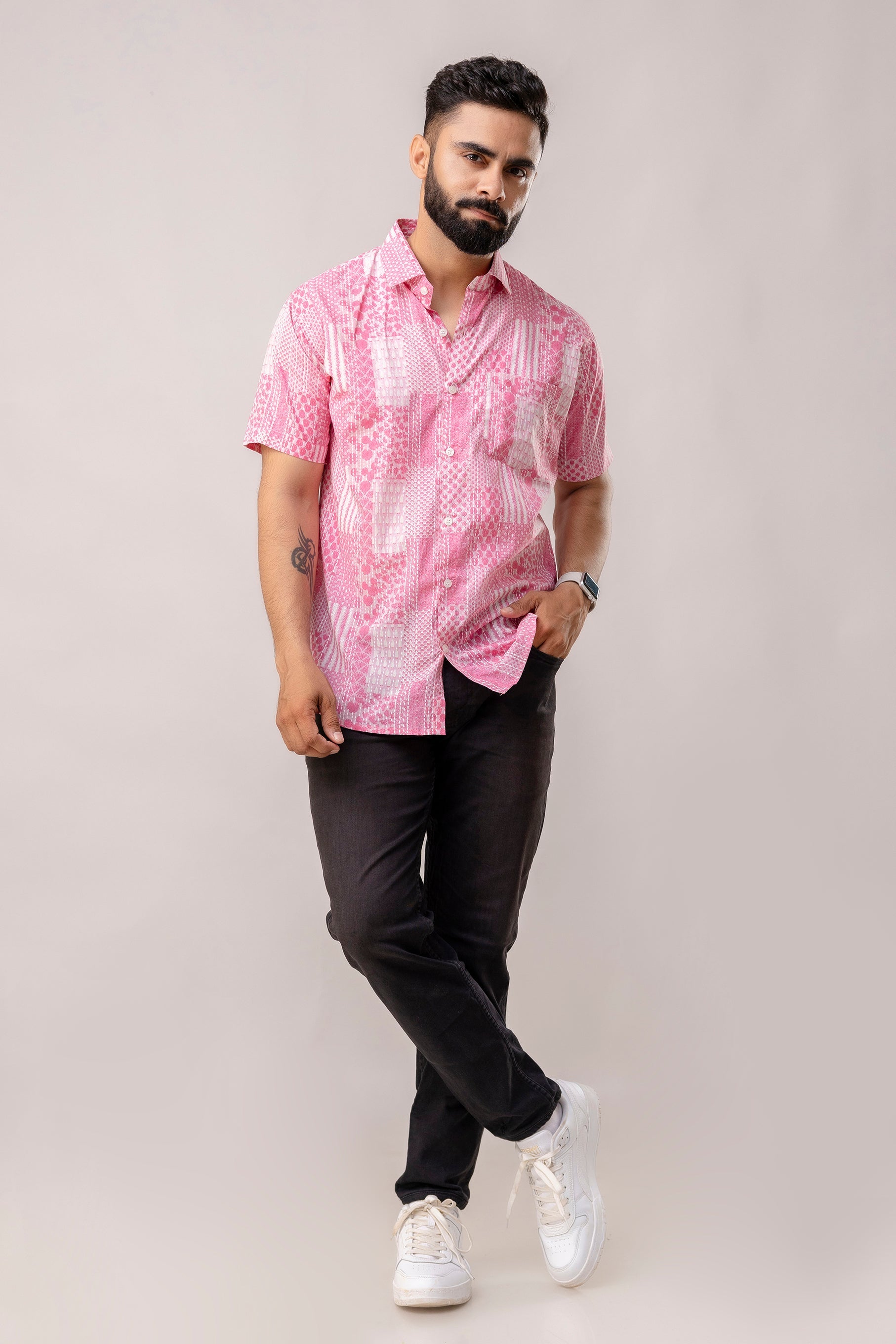 Pink Reverie Cotton Patchwork Shirt - Me & My