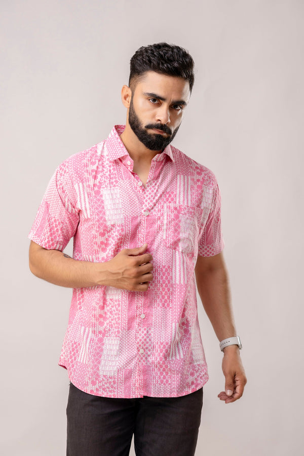 Pink Reverie Cotton Patchwork Shirt