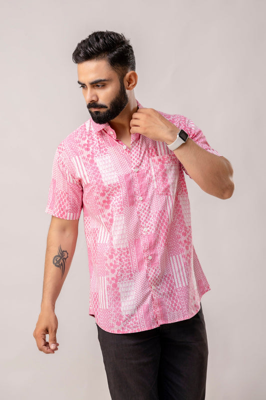 Pink Reverie Cotton Patchwork Shirt - Me&My