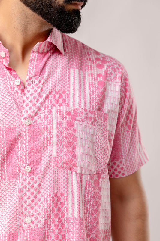 Pink Reverie Cotton Patchwork Shirt - Me&My