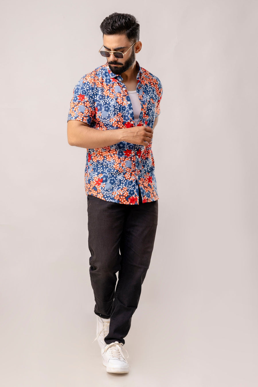 Paradise Petals: Multi-Hued Floral Half-Sleeve Shirt — image 8