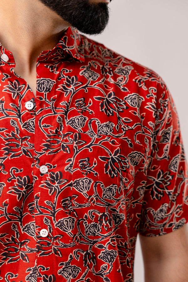 Woodland Charm Brown Floral Cotton Shirt