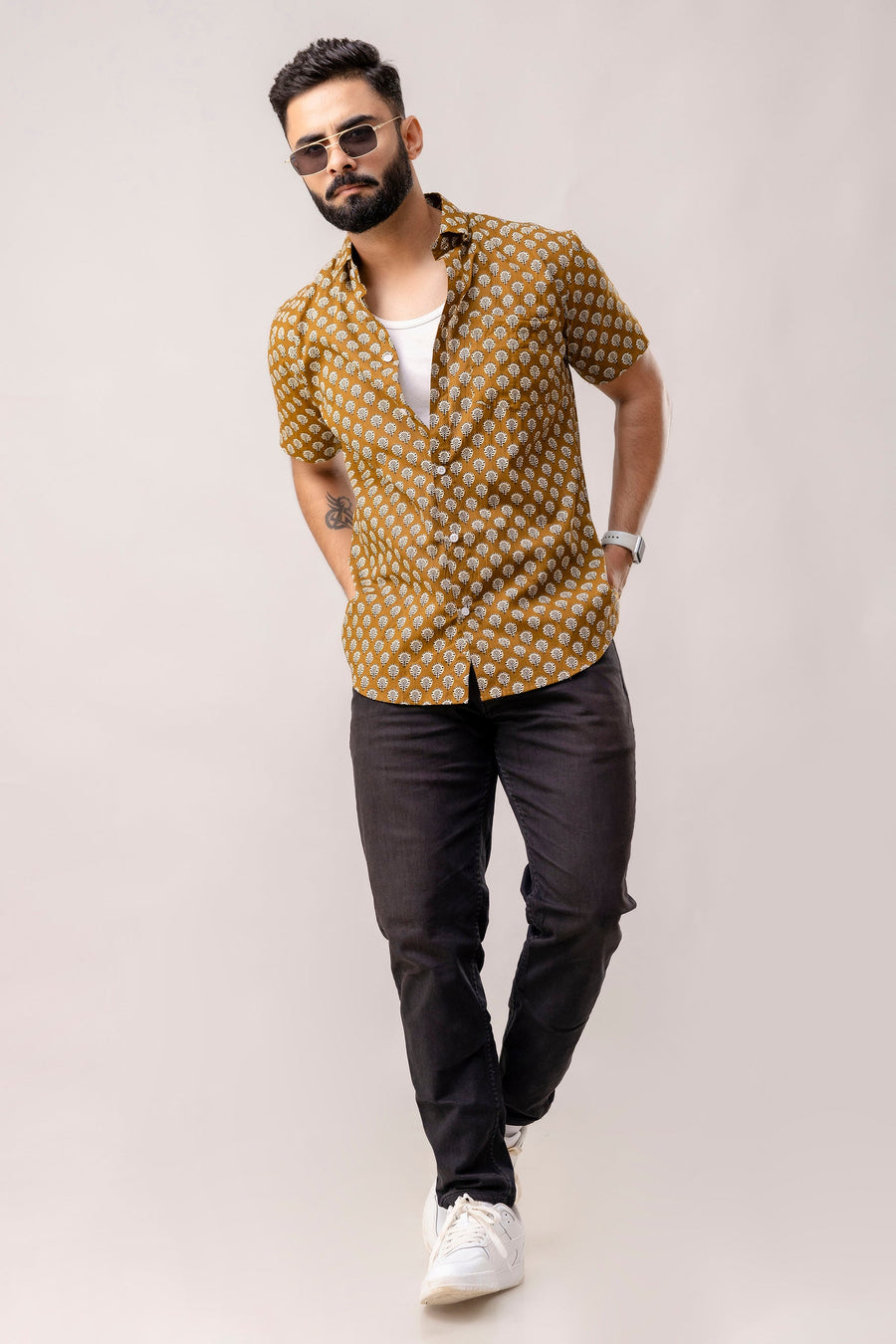 Heritage Earth Brown Block Print Shirt — image 8