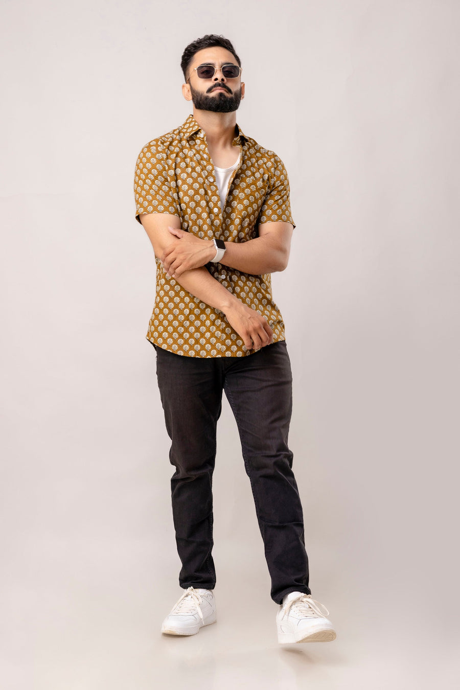 Heritage Earth Brown Block Print Shirt — image 7