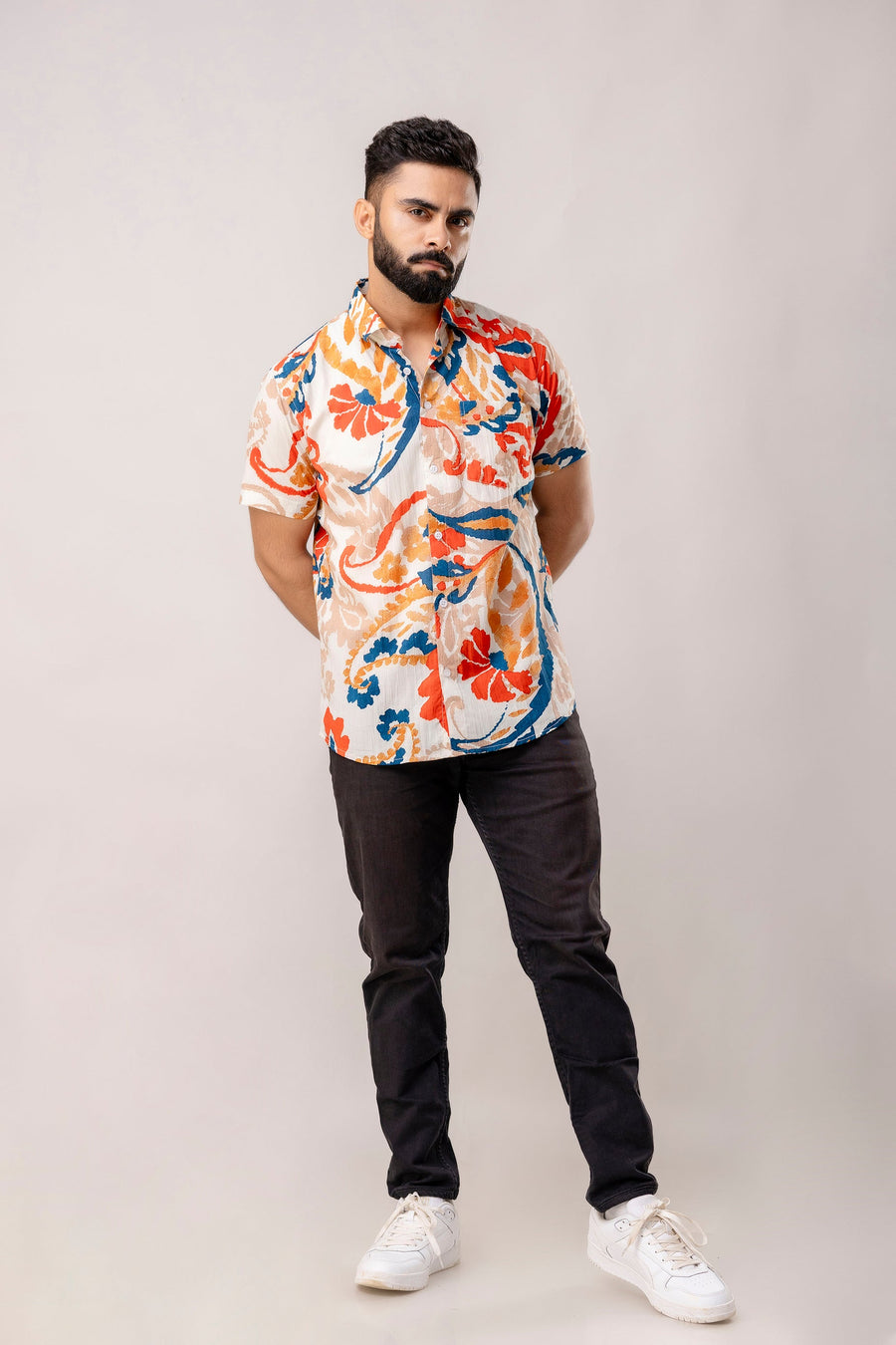 Prismatic Splash Multi-Color Abstract Cotton Shirt — image 4