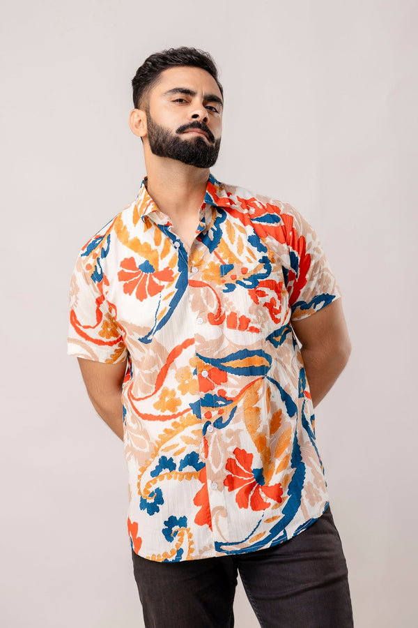 Prismatic Splash Multi-Color Abstract Cotton Shirt