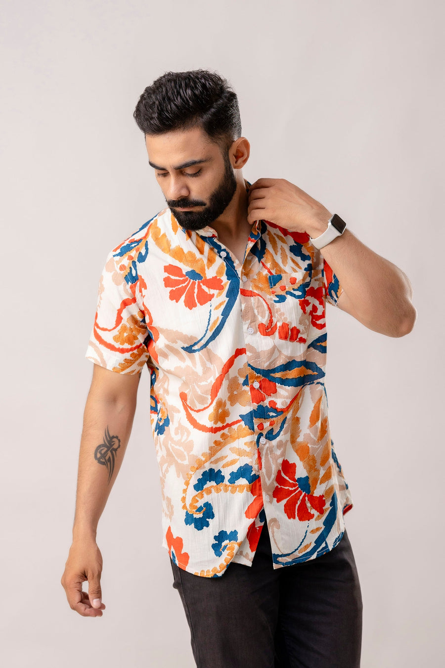 Prismatic Splash Multi-Color Abstract Cotton Shirt — image 5
