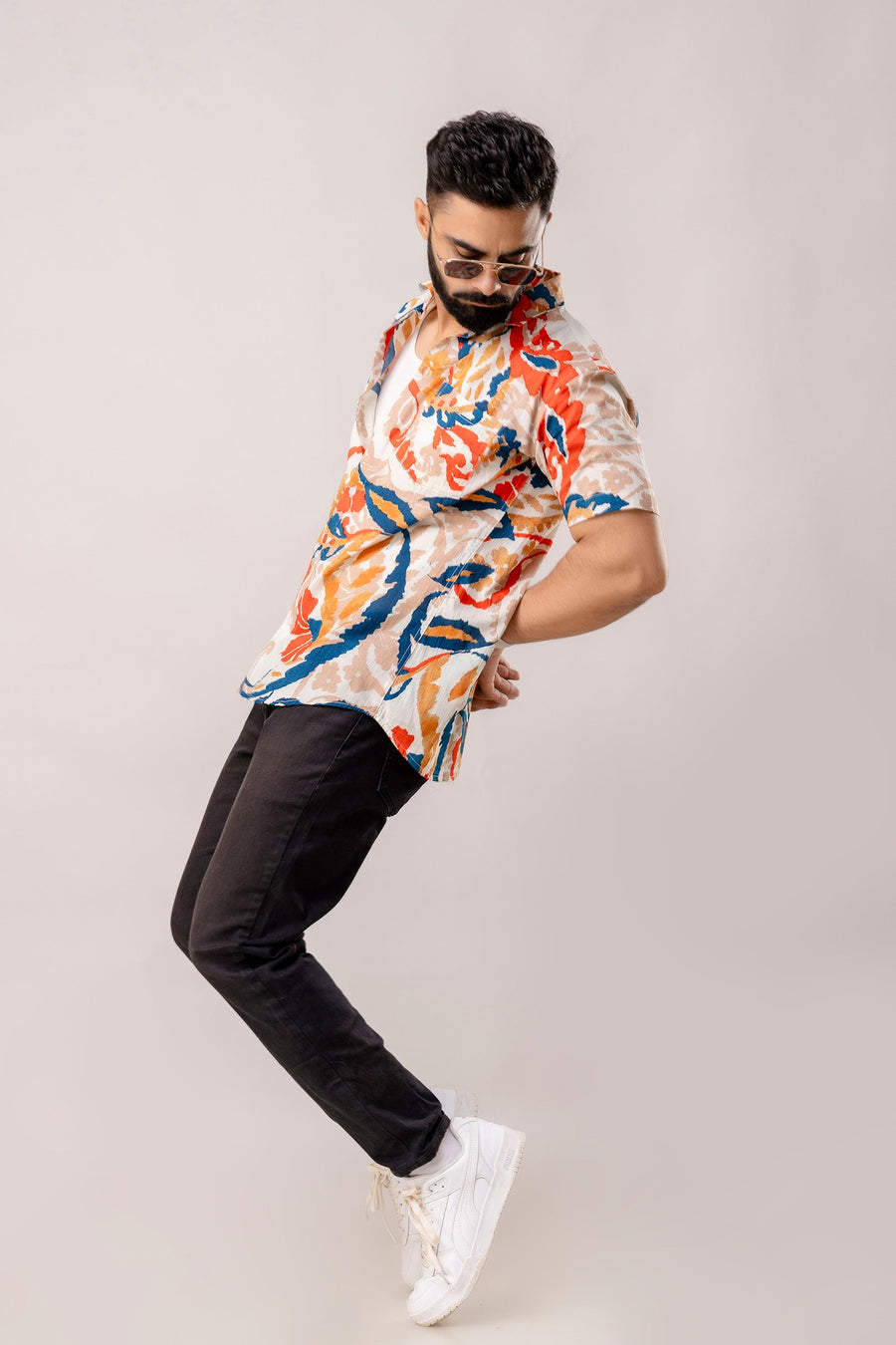 Prismatic Splash Multi-Color Abstract Cotton Shirt — image 7