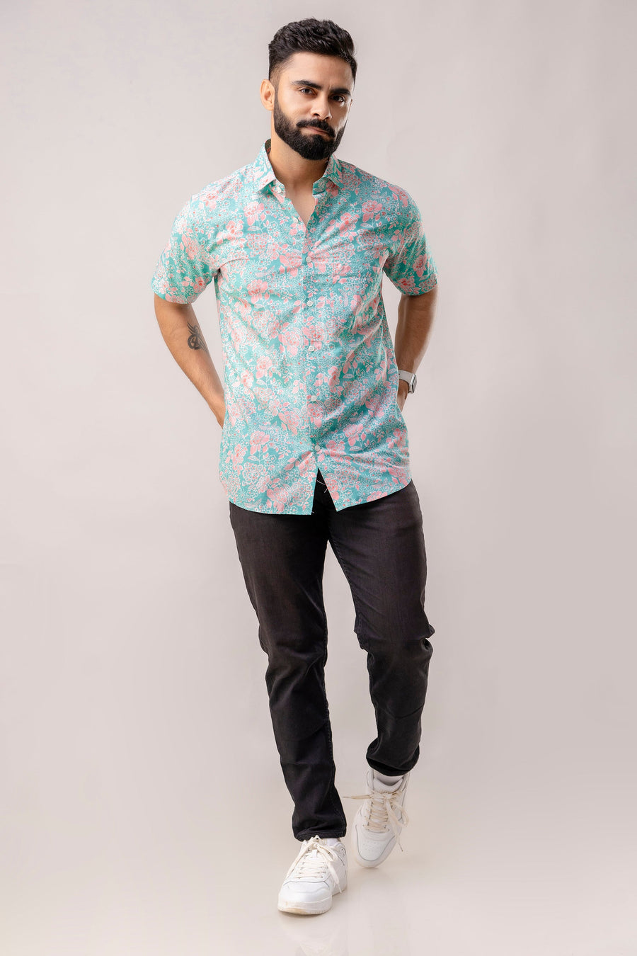Azure Bloom Blue Floral Cotton Shirt — image 8
