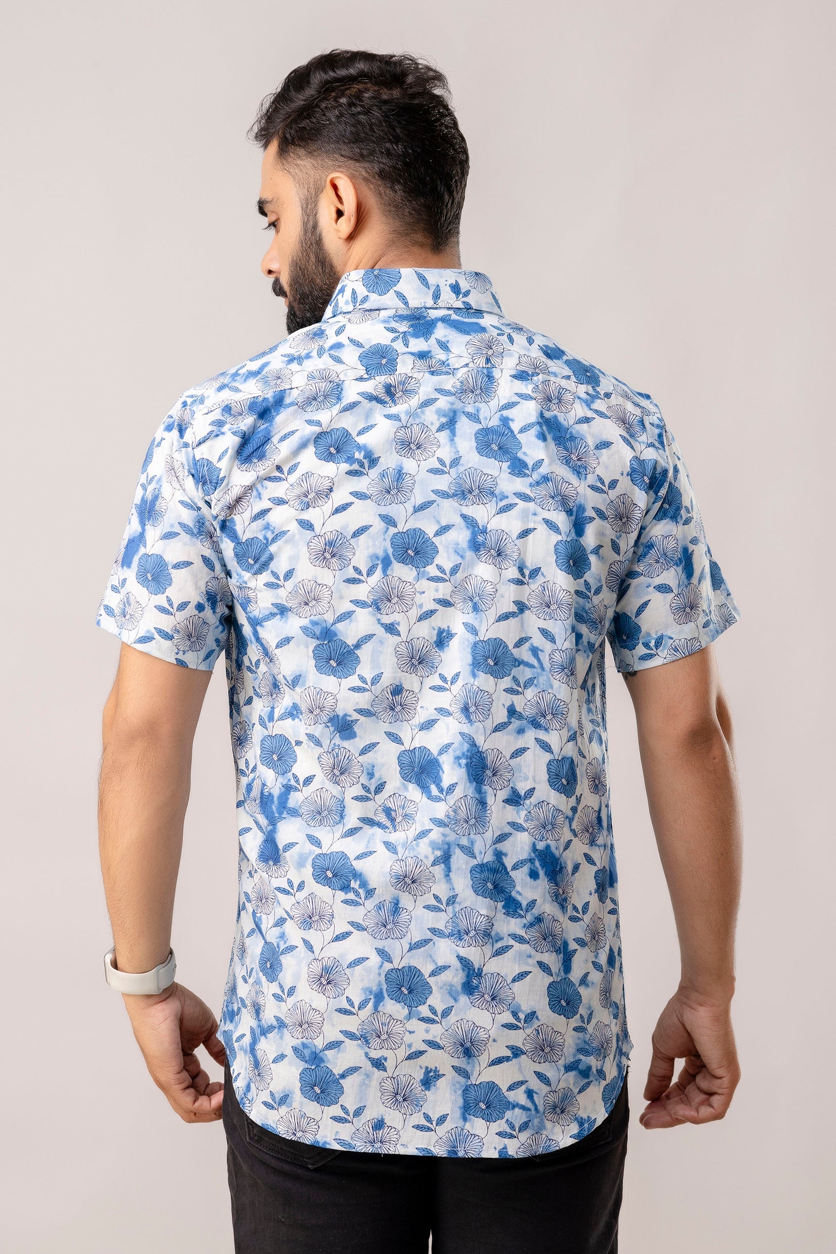 Garden Blue Floral Cotton Shirt - Me & My