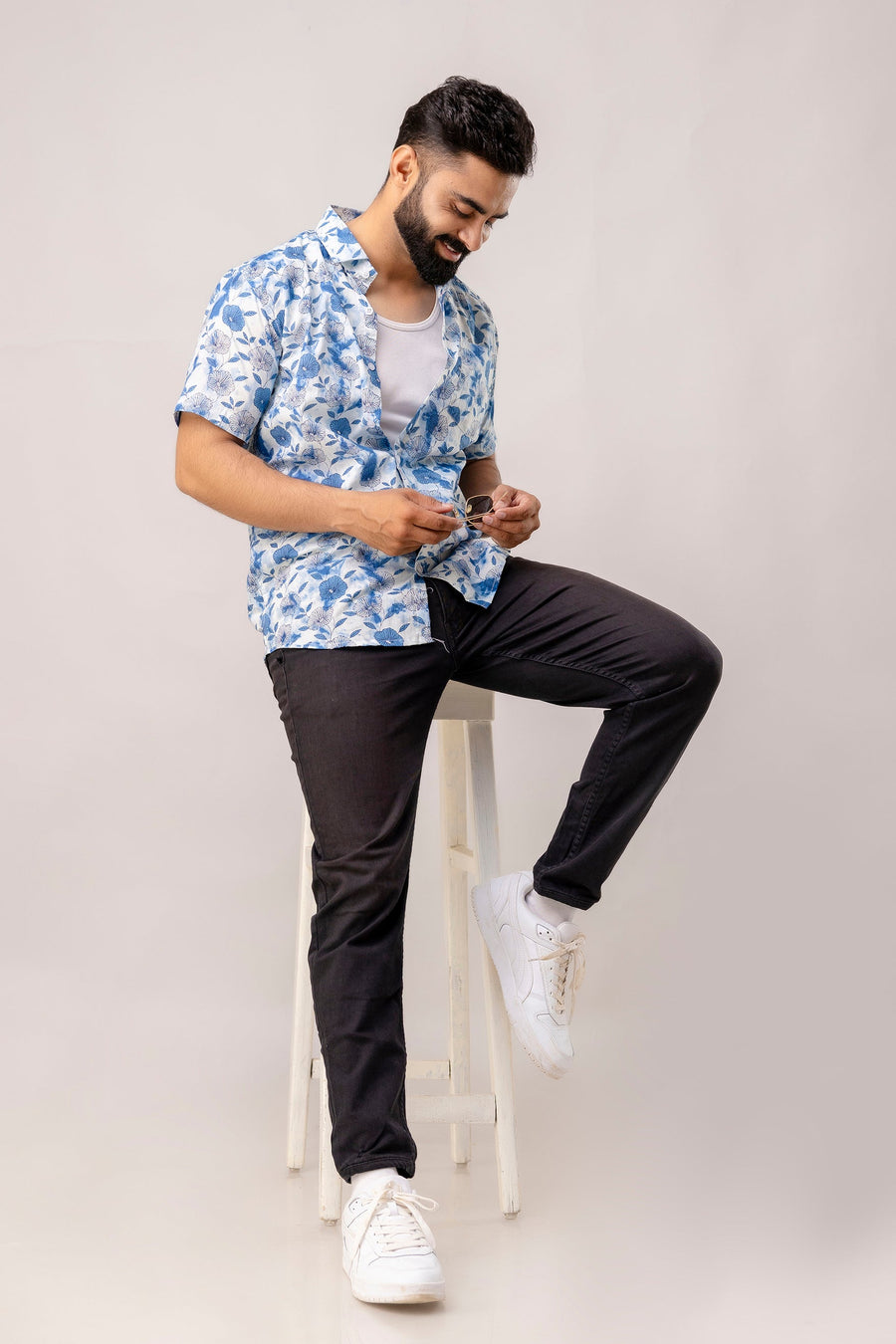 Garden Blue Floral Cotton Shirt — image 6