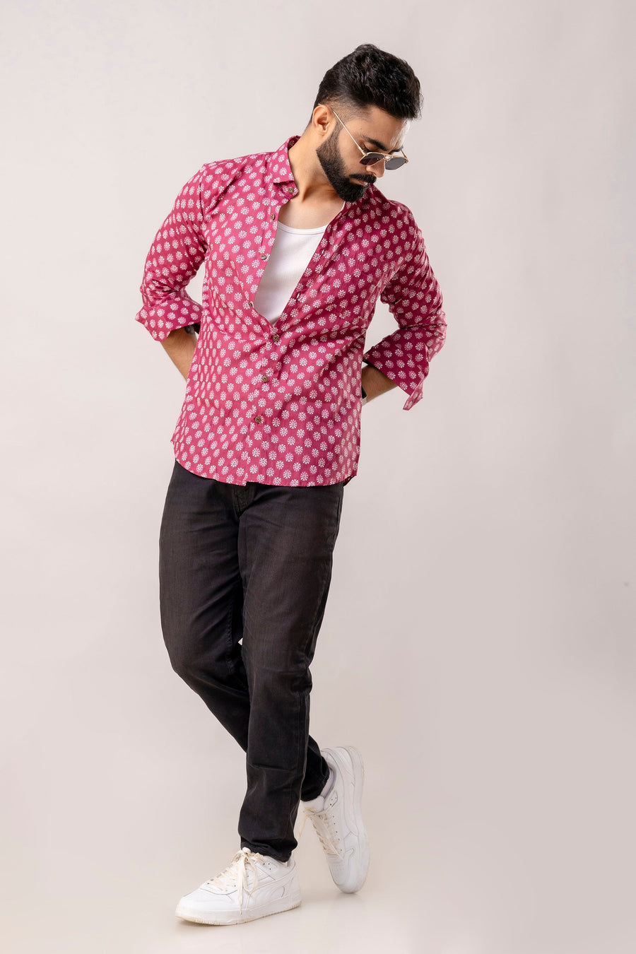 Bohemian Purple Block Print Long Sleeve Shirt — image 6