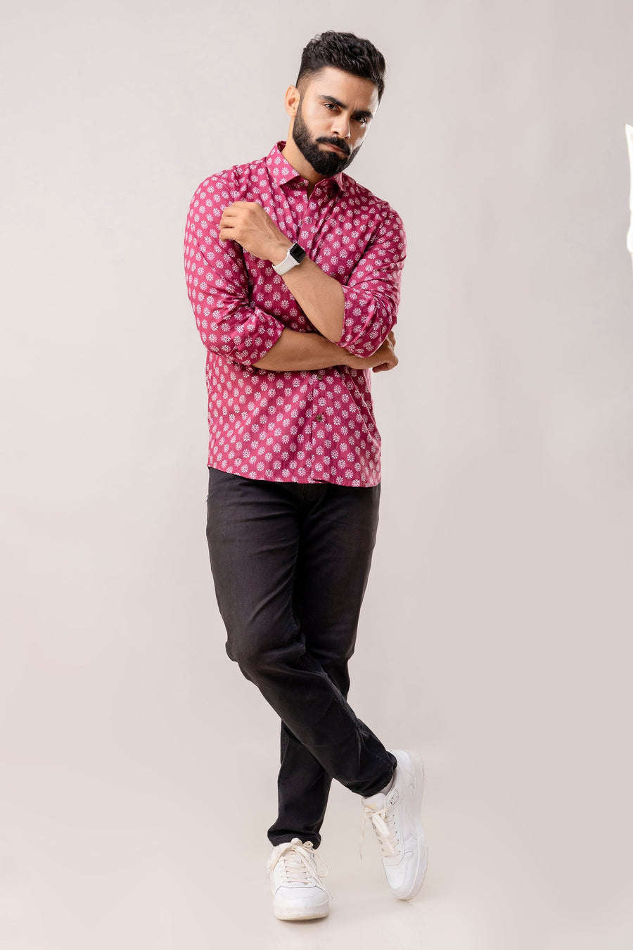 Bohemian Purple Block Print Long Sleeve Shirt — image 7