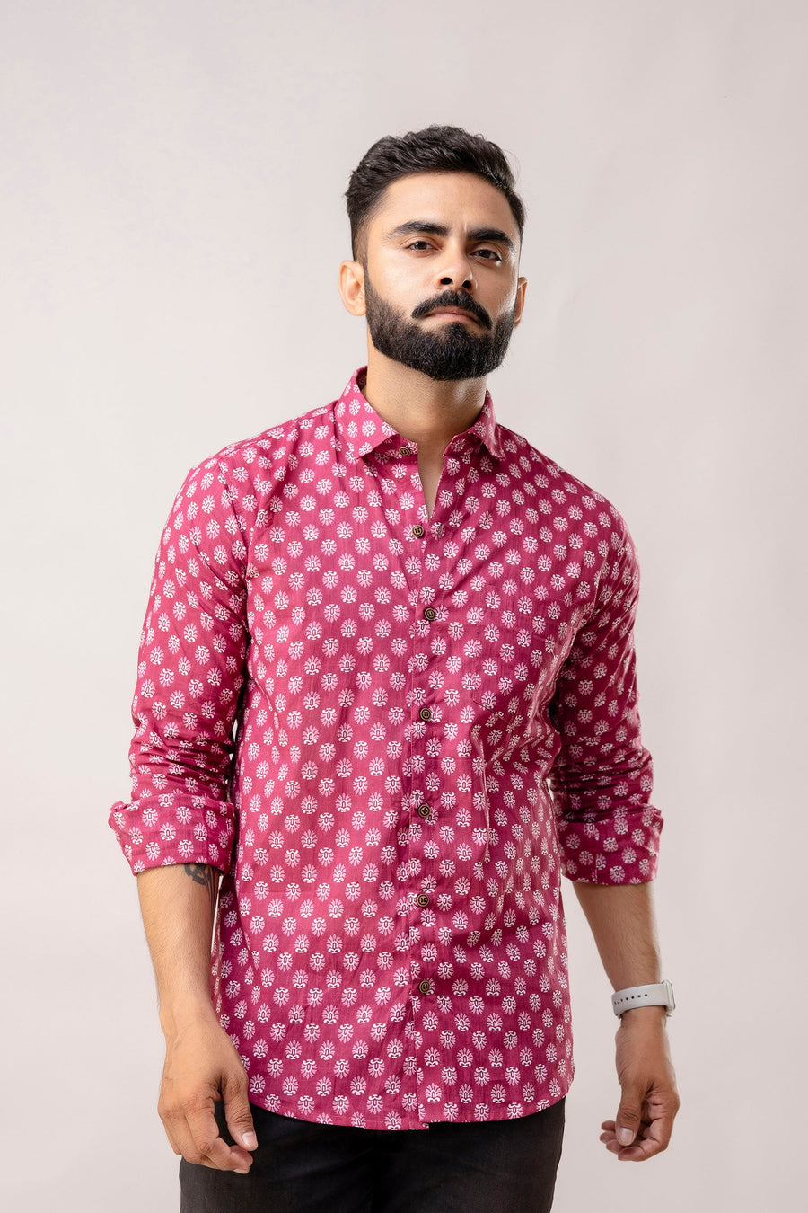 Bohemian Purple Block Print Long Sleeve Shirt — image 3