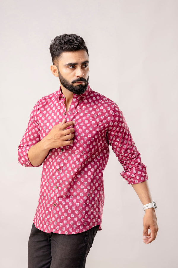 Bohemian Purple Block Print Long Sleeve Shirt