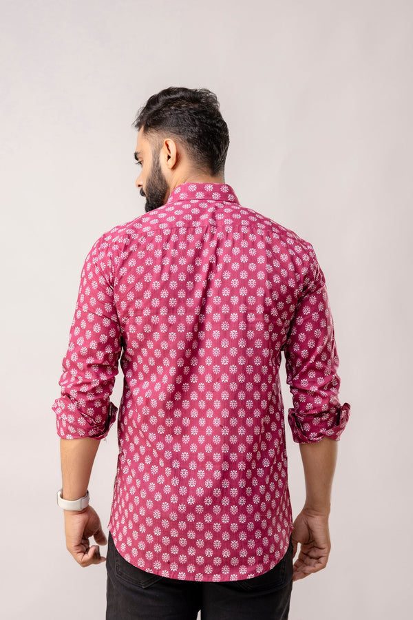 Bohemian Purple Block Print Long Sleeve Shirt