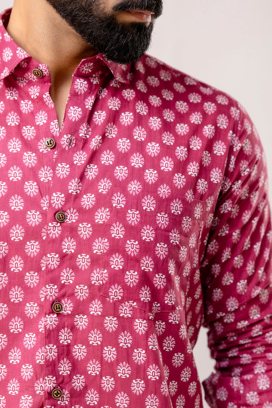 Bohemian Purple Block Print Long Sleeve Shirt - Me&My