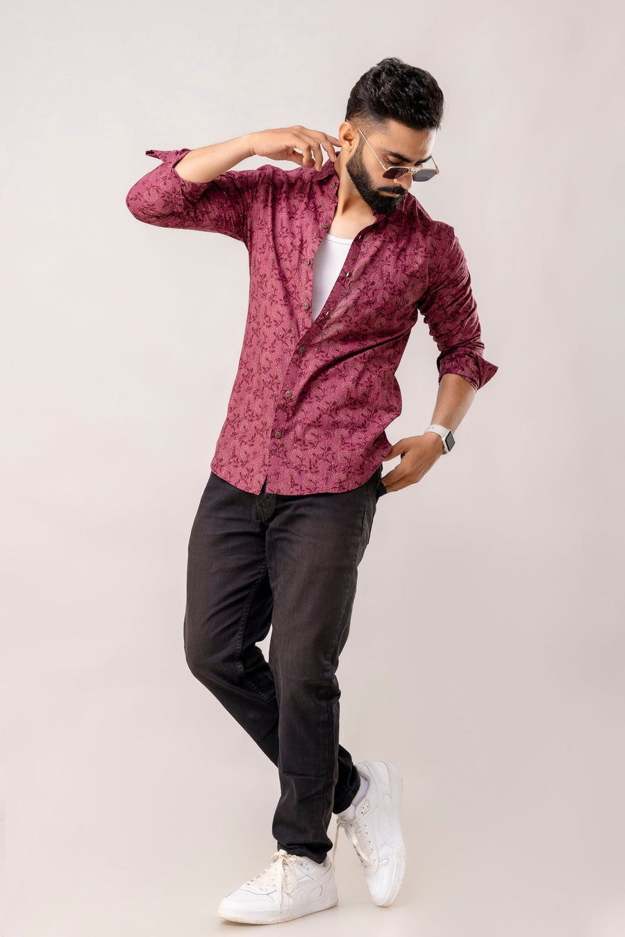 Enchanting Purple Floral Long Sleeve Shirt — image 7