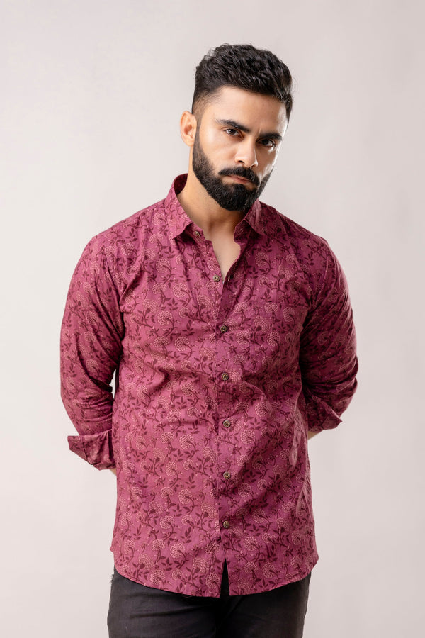 Enchanting Purple Floral Long Sleeve Shirt