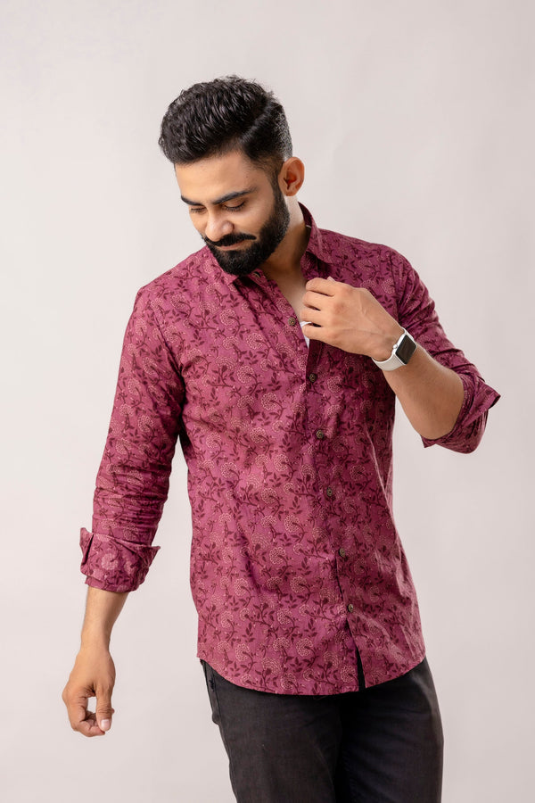 Enchanting Purple Floral Long Sleeve Shirt