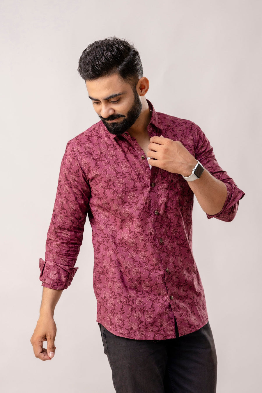 Enchanting Purple Floral Long Sleeve Shirt — image 3