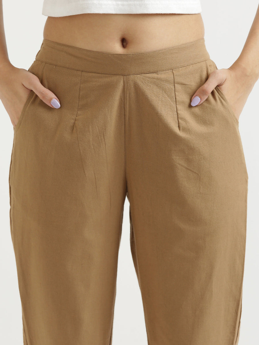 Coffee Brown Cotton Women's Pant — image 2