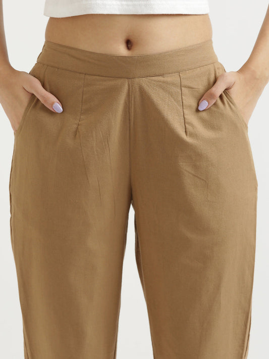 Coffee Brown Cotton Women's Pant - Me&My