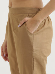 Coffee Brown Cotton Women's Pant from Me & My