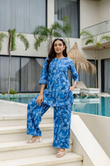 Coastal Breeze Blue Cotton Co-ord Set - Me&My