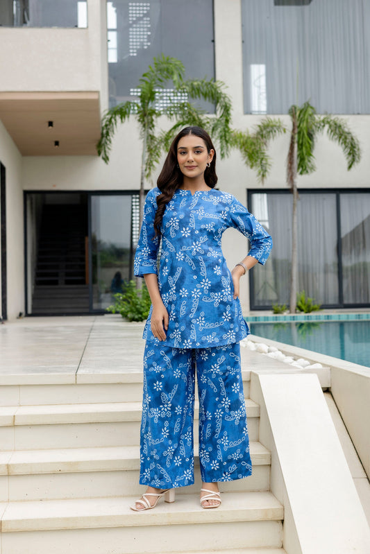 Coastal Breeze Blue Cotton Co-ord Set - Me&My