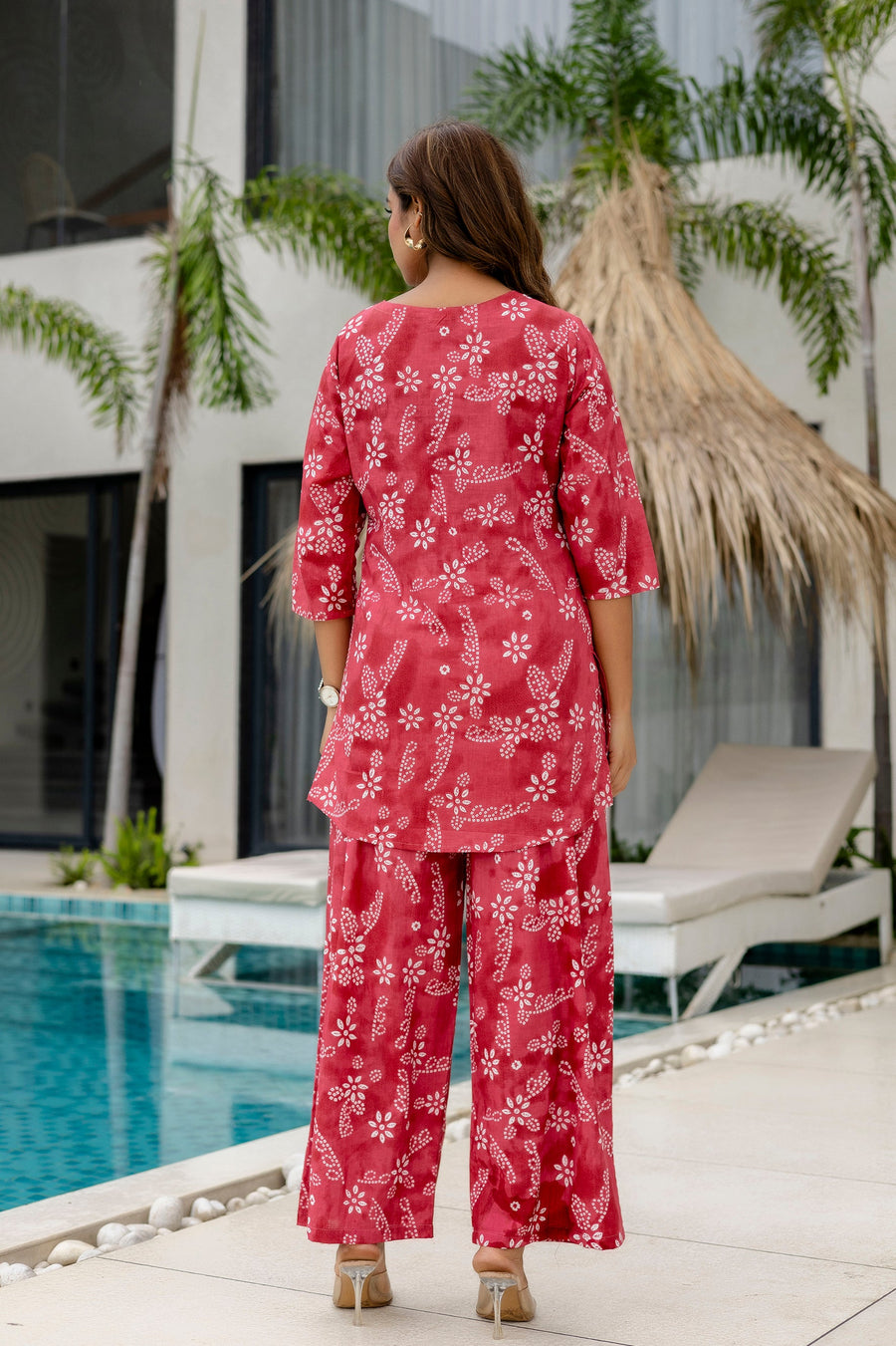Bordeaux Beat Maroon Cotton Co-ord Set — image 2