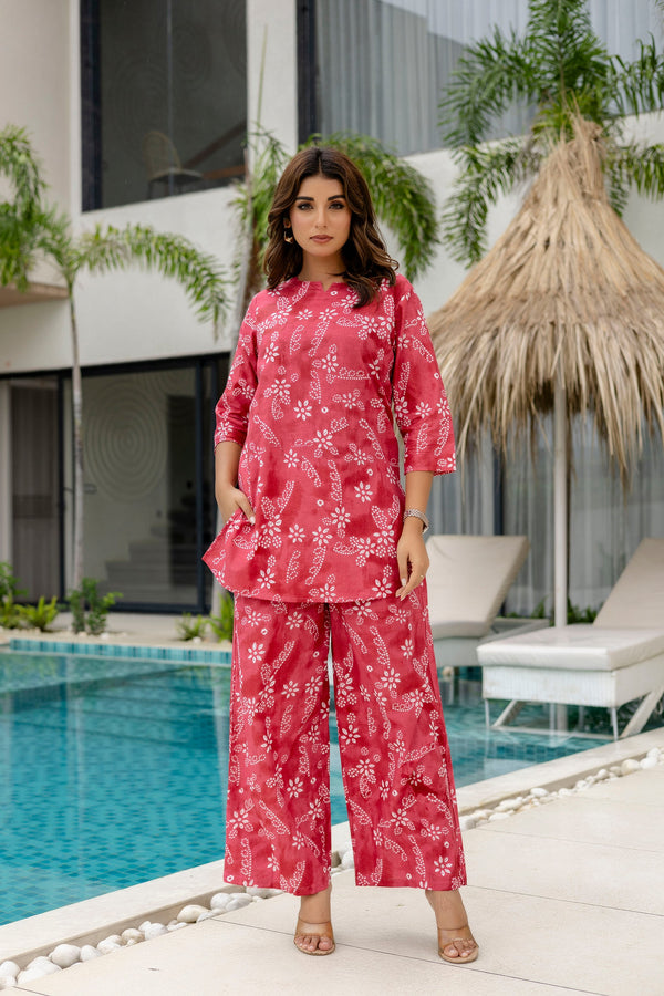 Bordeaux Beat Maroon Cotton Co-ord Set