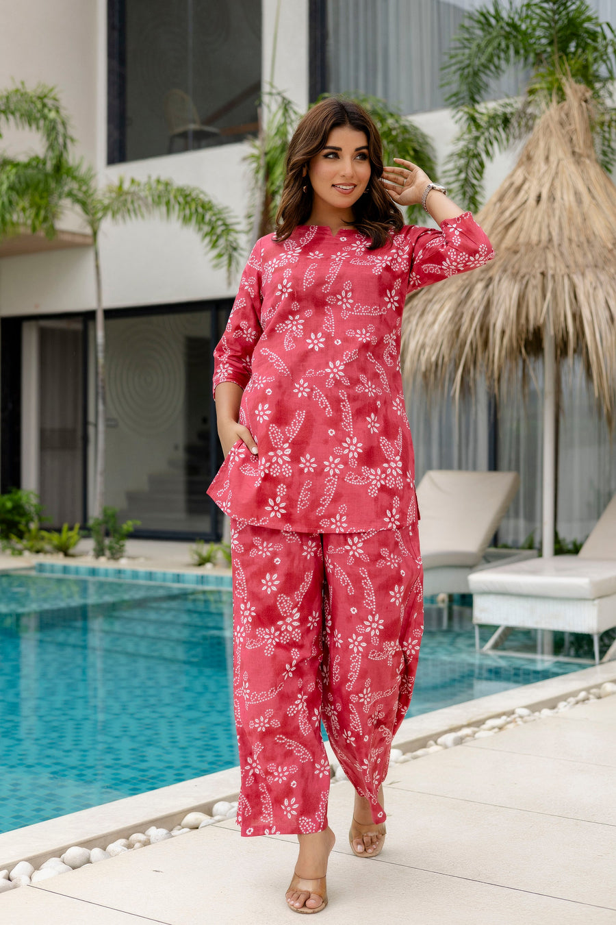 Bordeaux Beat Maroon Cotton Co-ord Set — image 6