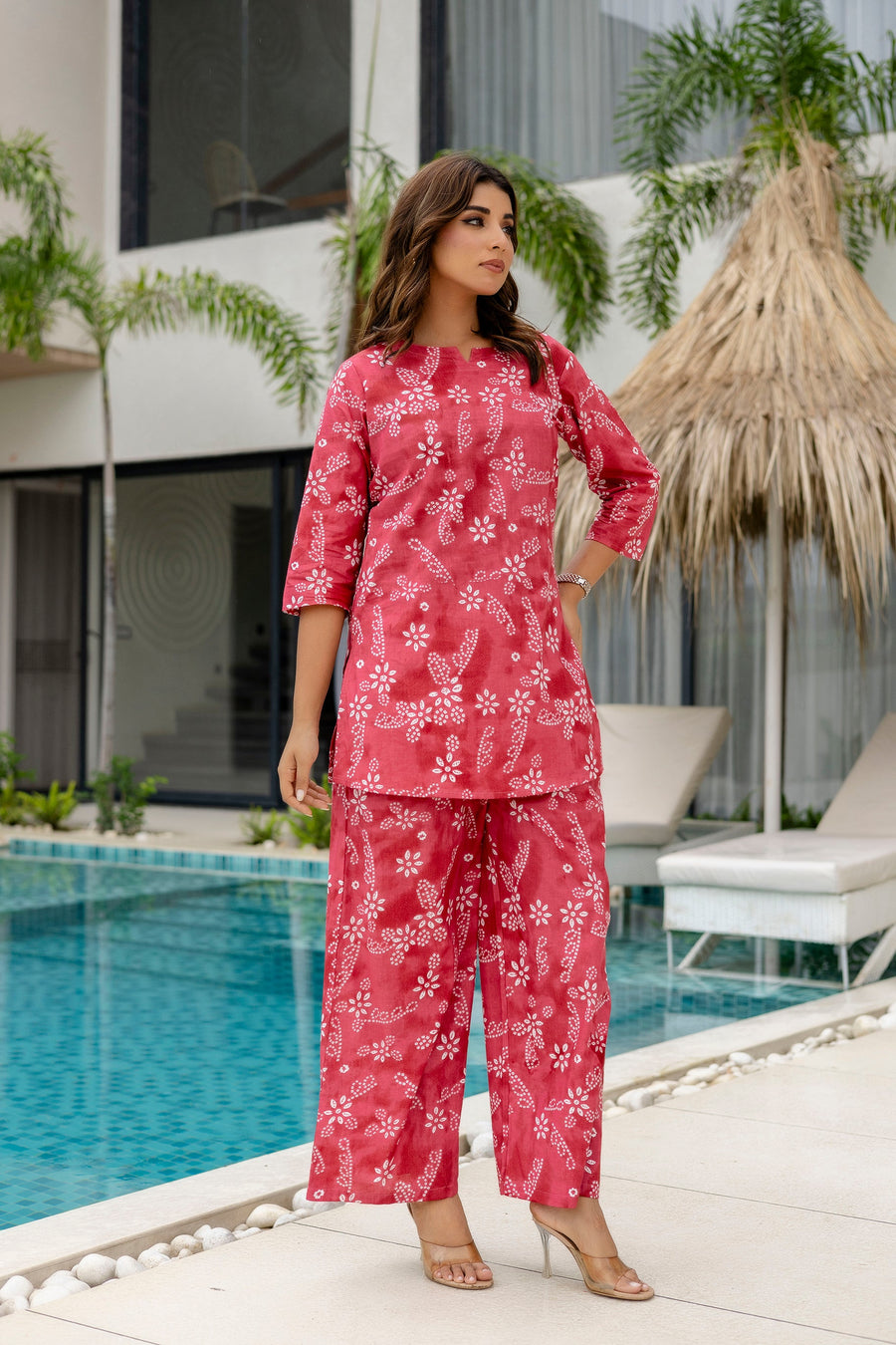 Bordeaux Beat Maroon Cotton Co-ord Set — image 10