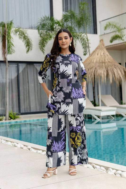 Inky Bloom Black Cotton Co-ord Set - Me&My