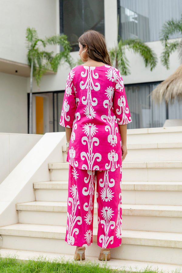 Bubblegum Breeze Pink Cotton Co-ord Set