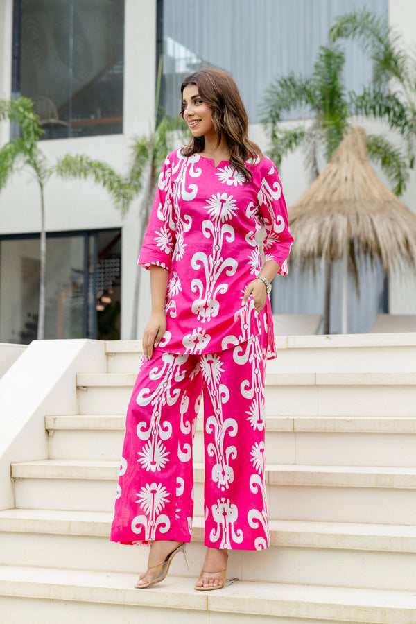 Bubblegum Breeze Pink Cotton Co-ord Set