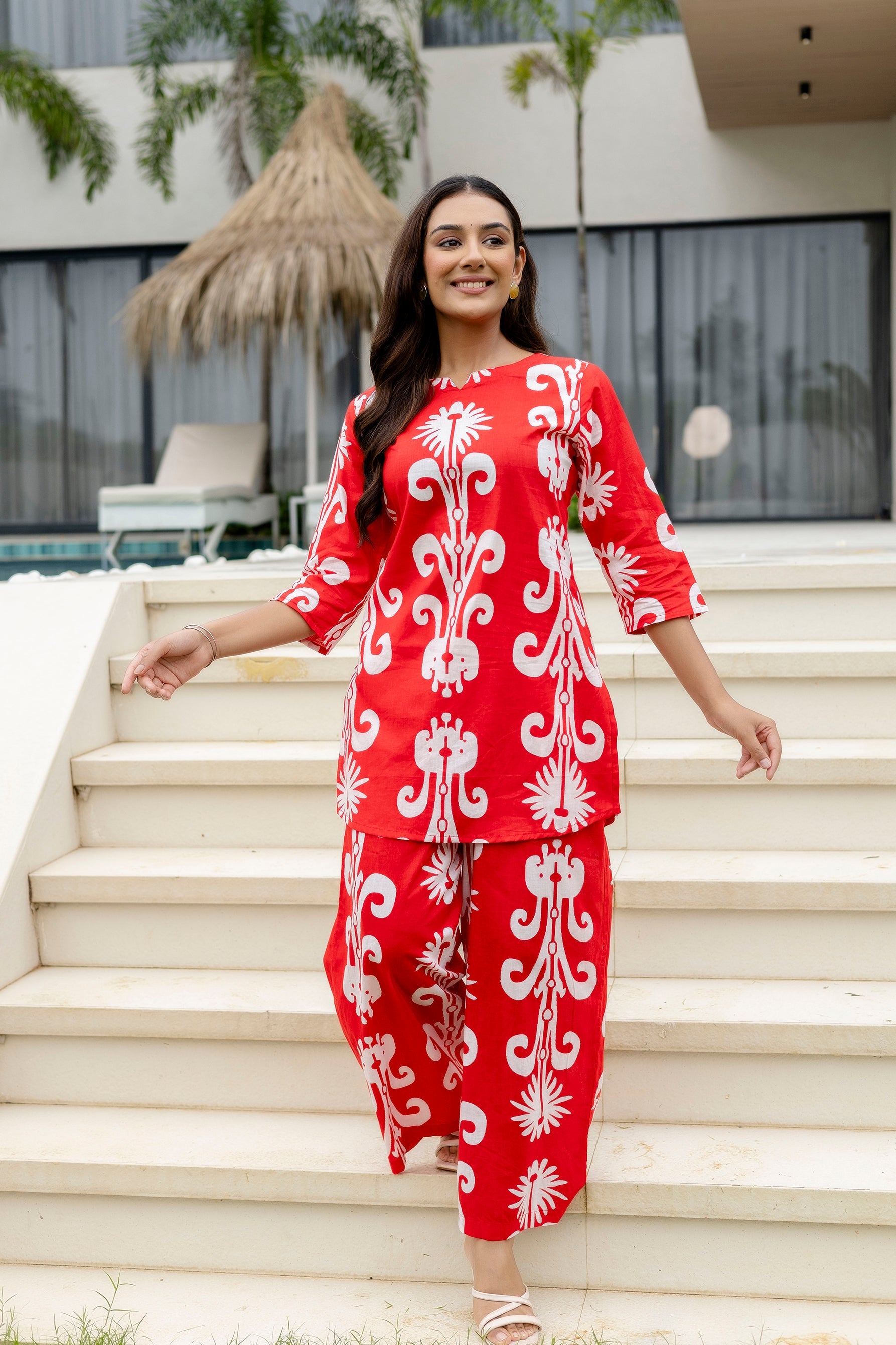 Rose Ember Red Cotton Co-ord Set Me & My