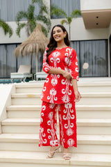Rose Ember Red Cotton Co-ord Set Me & My