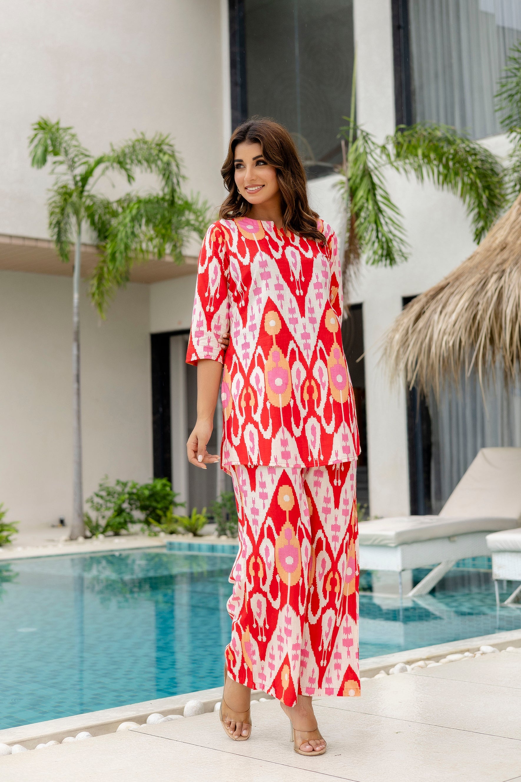 Fire Bloom Red Cotton Co-ord Set Me & My 