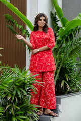 Crimson Street Red Cotton Co-ord Set Me & My
