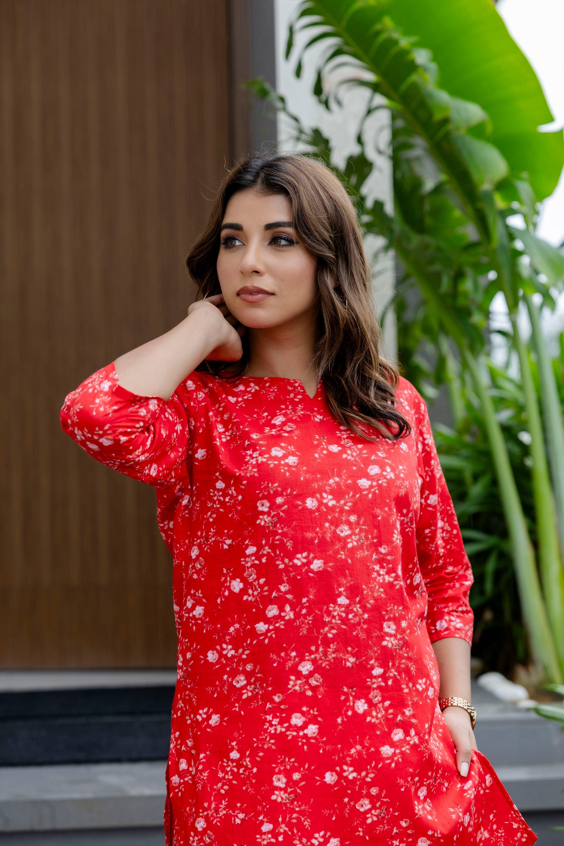 Crimson Street Red Cotton Co-ord Set Me & My