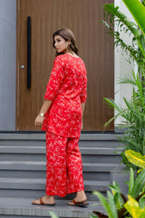 Crimson Street Red Cotton Co-ord Set - Me&My