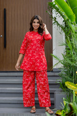 Crimson Street Red Cotton Co-ord Set Me & My