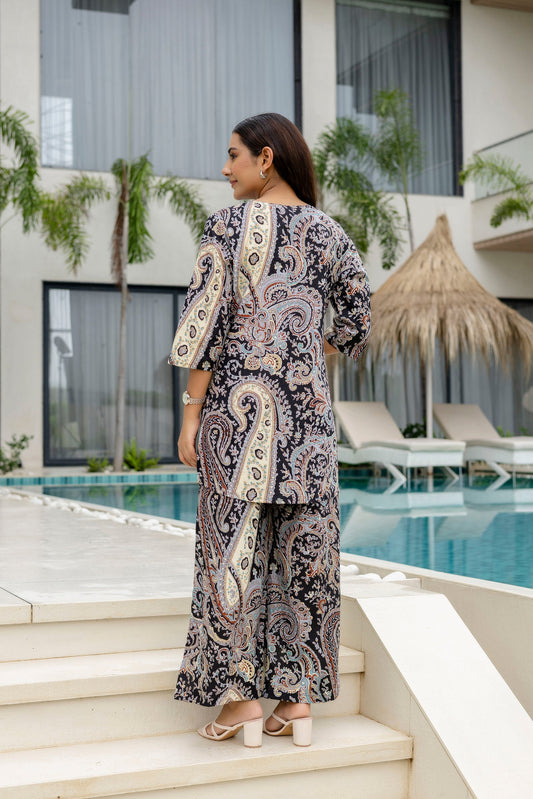 Carbon Calm Black Cotton Co-ord Set - Me&My