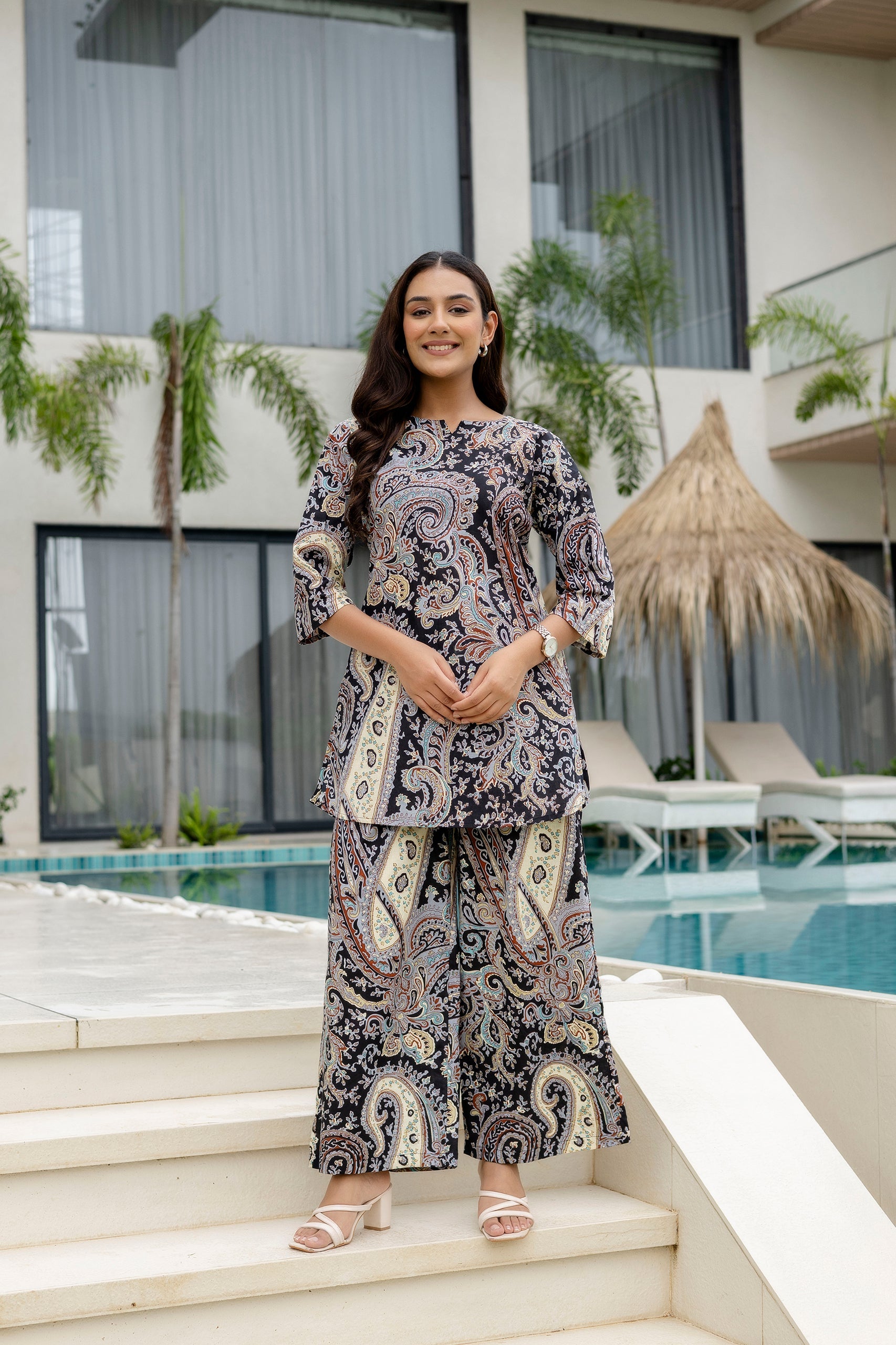 Carbon Calm Black Cotton Co-ord Set Me & My 