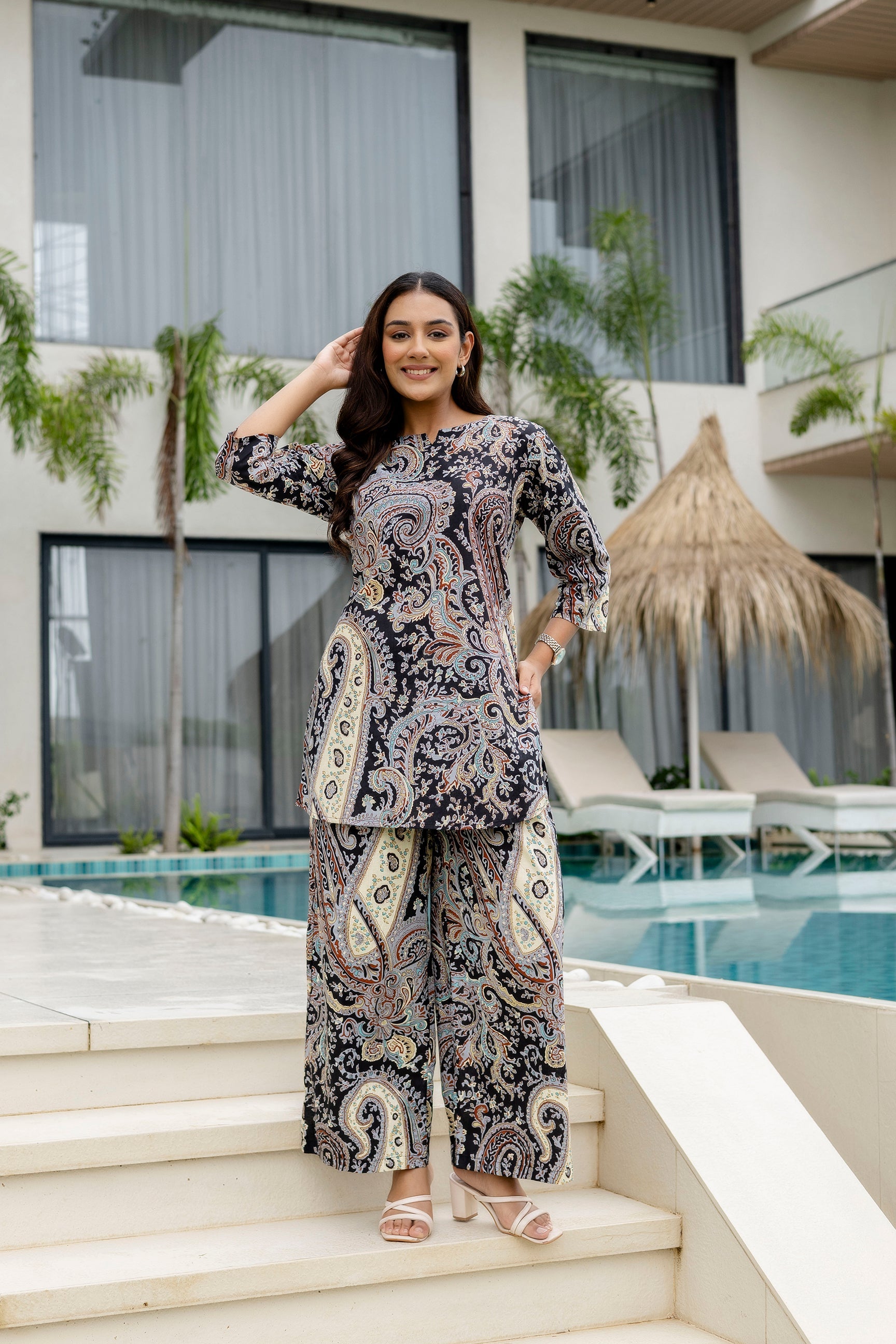 Carbon Calm Black Cotton Co-ord Set Me & My 