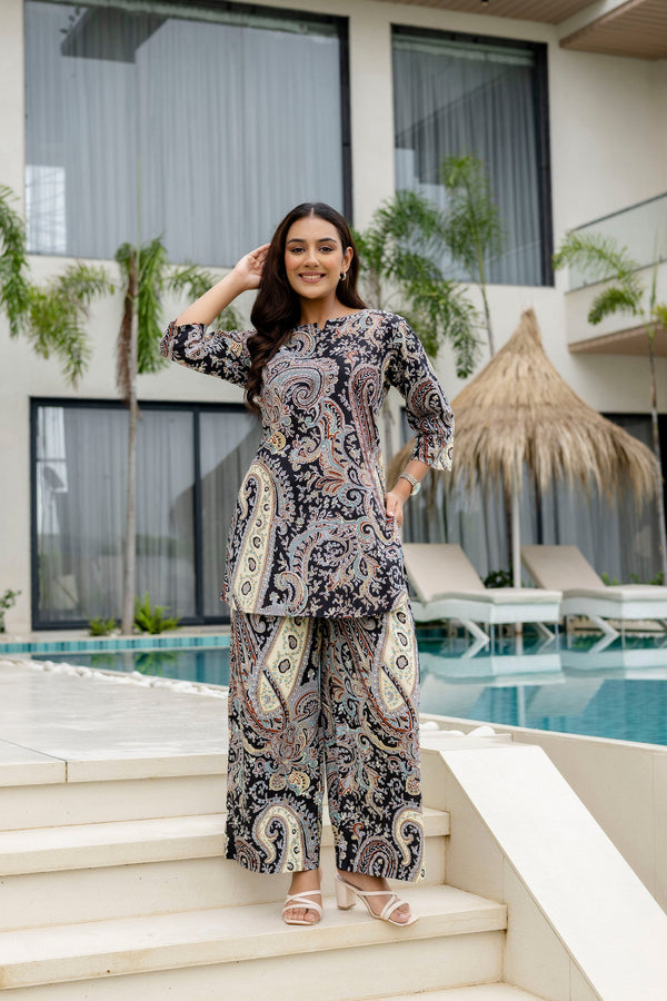 Carbon Calm Black Cotton Co-ord Set