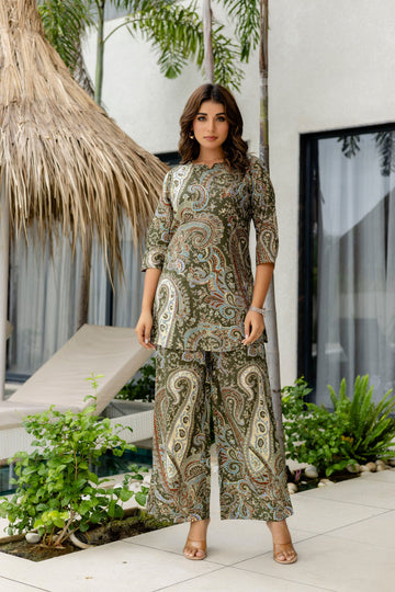 Sage Luxe Green Cotton Co-ord Set