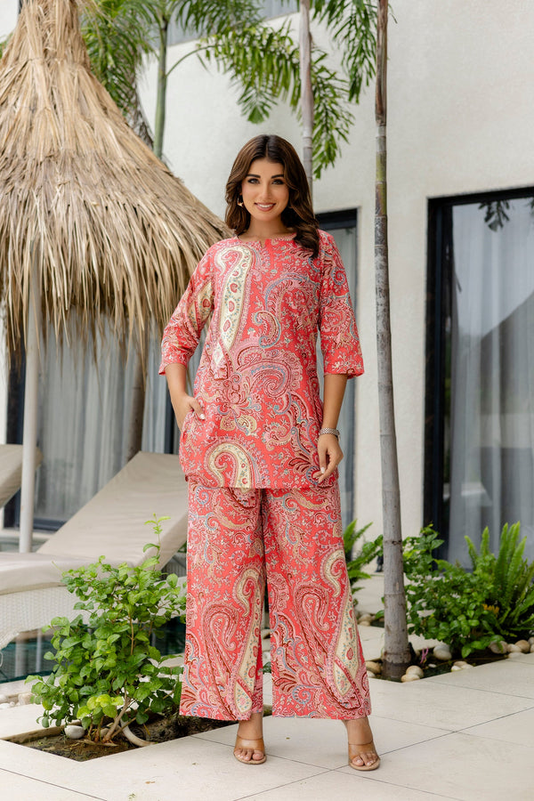 Soft Apricot Cotton Co-ord Set